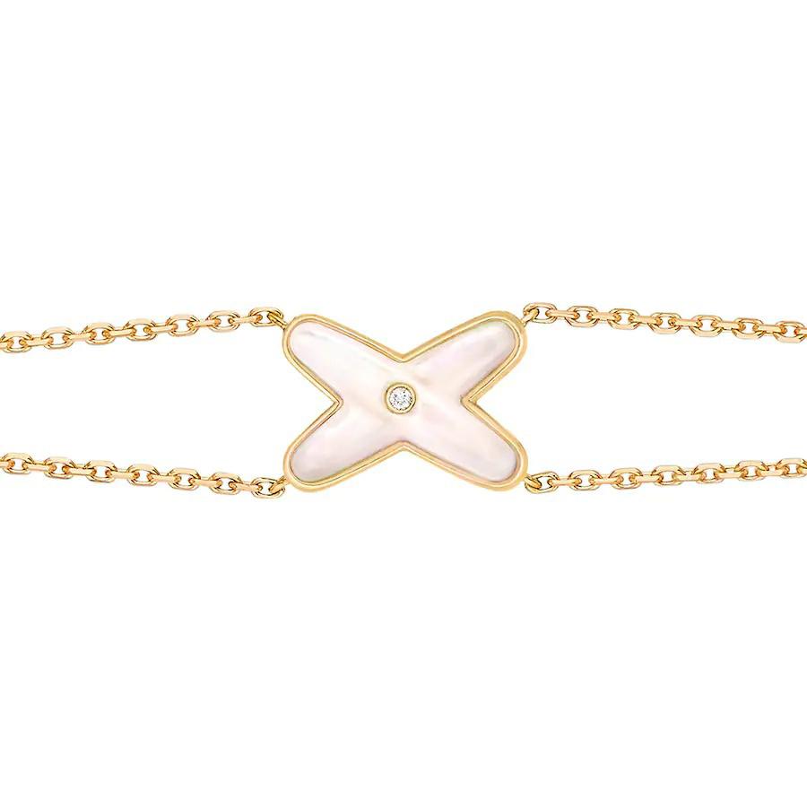 [⭐JeweliWhal]JEUX BRACELET WHITE MOP GOLD 1 DIAMOND