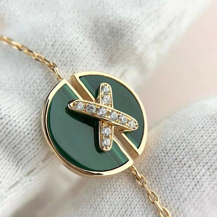 [⭐JeweliWhal]JEUX DE BRACELET MALACHITE PINK GOLD DIAMONDS