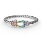 [⭐JeweliWhal]FORC LARGE HORSESHOE  COLORED DIAMOND BRACELET SILVER
