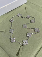 [⭐JeweliWhal]CLOVER 10 MOTIFS  FULL DIAMOND NECKLACE