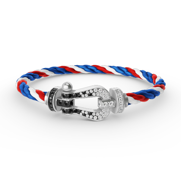 [⭐JeweliWhal]フォース ラージ ホースシュー ブラック ホワイト ダイヤモンド ブレスレット シルバー