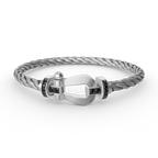 [⭐JeweliWhal]FORCE LARGE HORSESHOE BLACK DIAMOND BRACELET SILVER