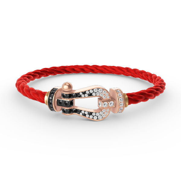 [⭐JeweliWhal]フォース ラージ ホースシュー ブラック ホワイト ダイヤモンド ブレスレット ローズゴールド