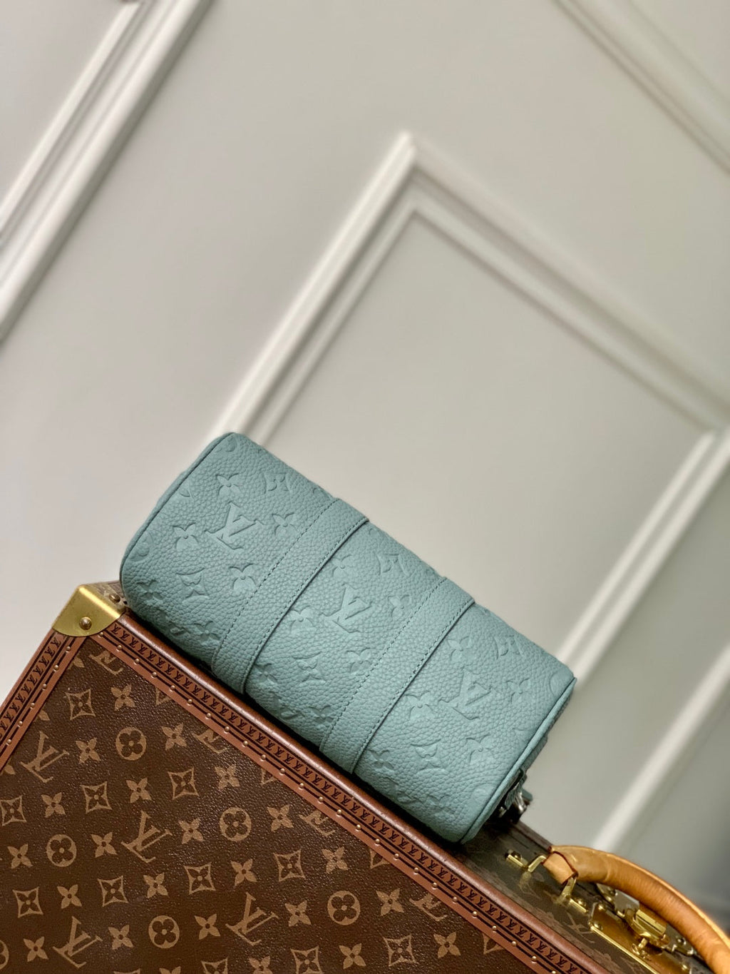 KEEPALL BANDOULIÈRE 25 BAG IN MISTY LAKE GREEN MONOGRAM TAURILLON CALFSKIN