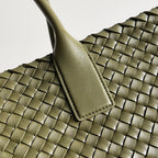 BOTTEGA VENETA 25S LARGE CABAT BAG 51 IN ARMY GREEN CALFSKIN GOLD HARDWARE