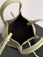 SMALL PINACOTECA REVERSIBLE TOTE BAG 24 IN MATCHA LAMBSKIN AND BROWN SUEDE