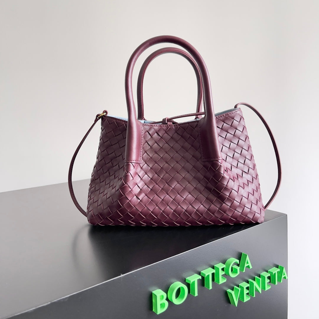 スモール ピナコテカ リバーシブル トートバッグ 24インチ マダーブラウン ラムスキン＆ライトブルー スエード