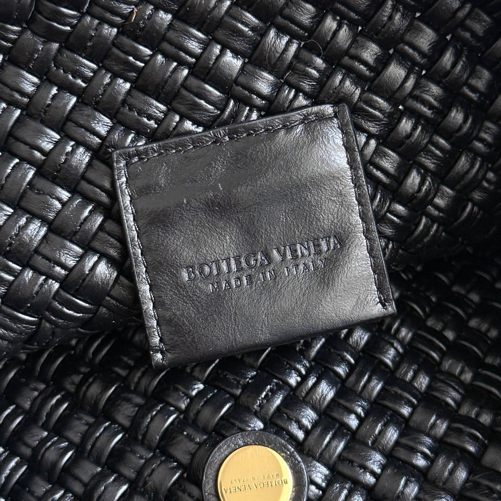 ボッテガ・ヴェネタ 25S トスカ バッグ 19インチ ブラック カーフスキン ゴールド金具