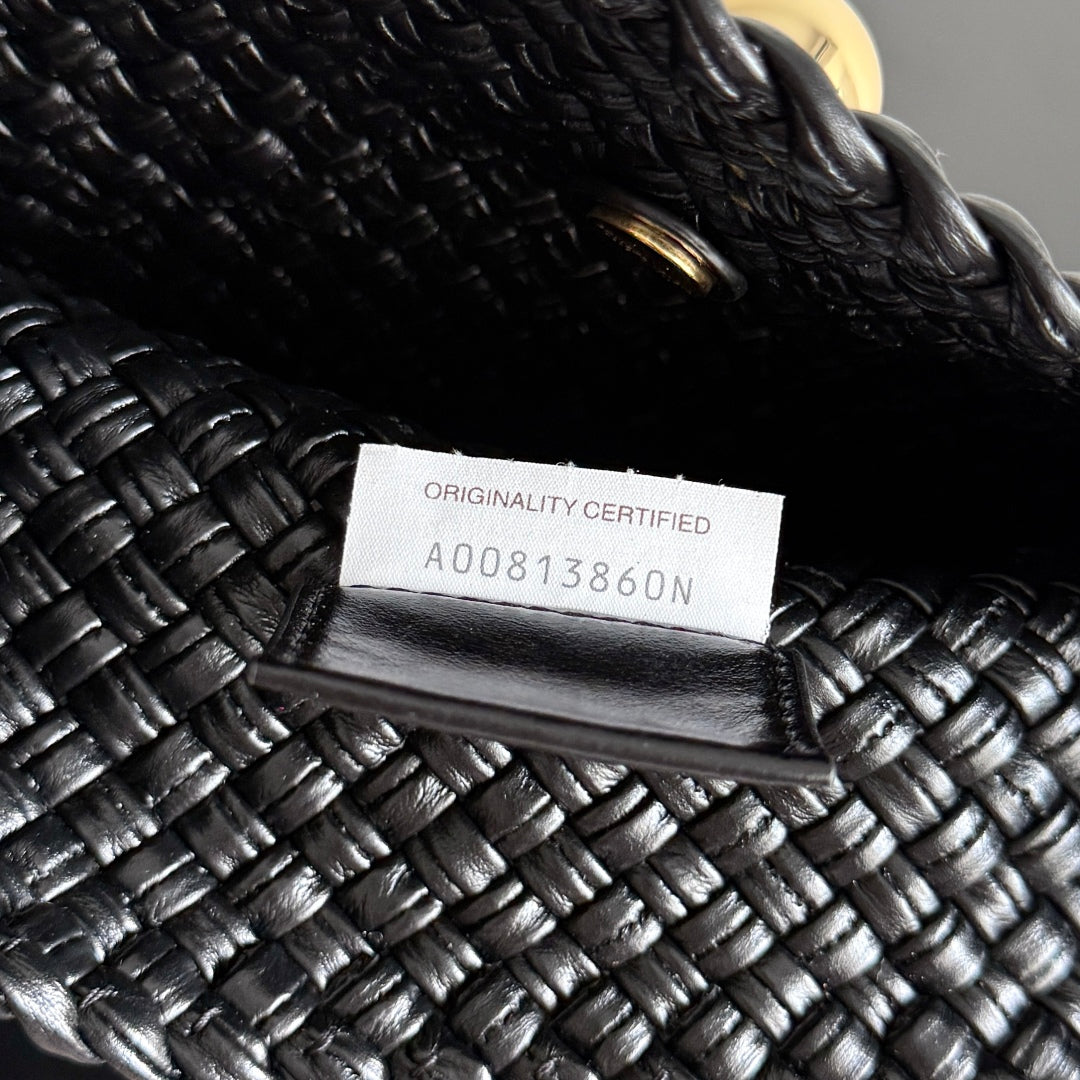 ボッテガ・ヴェネタ 25S トスカ バッグ 19インチ ブラック カーフスキン ゴールド金具