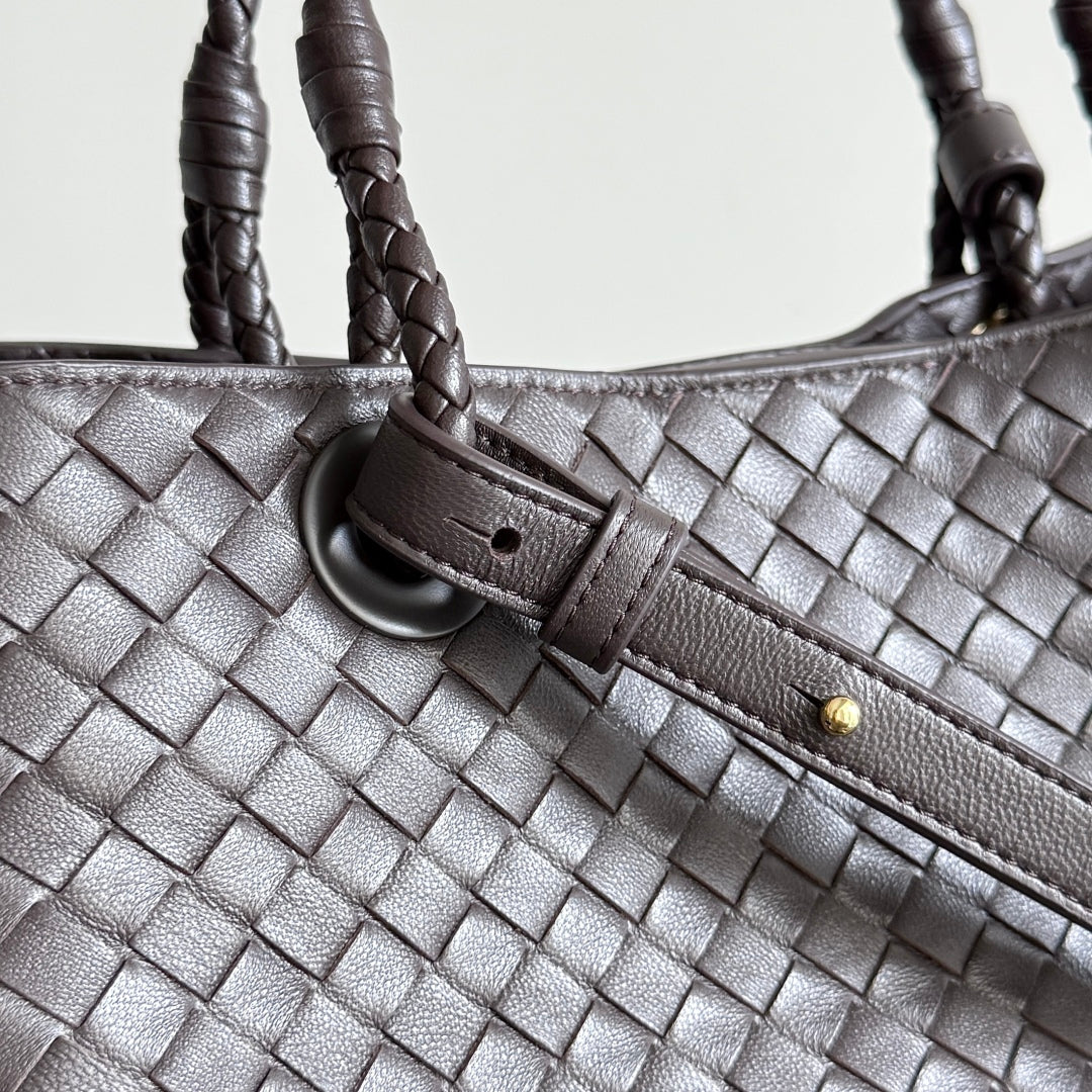 ボッテガ・ヴェネタ 25S バスケットバッグ 31 ダークブラウン カーフスキン ゴールド金具