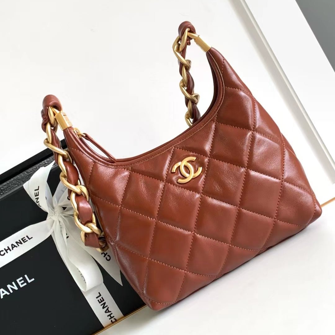 ホーボーバッグ 22インチ レッドブラウン シャイニーカーフスキン ゴールド金具