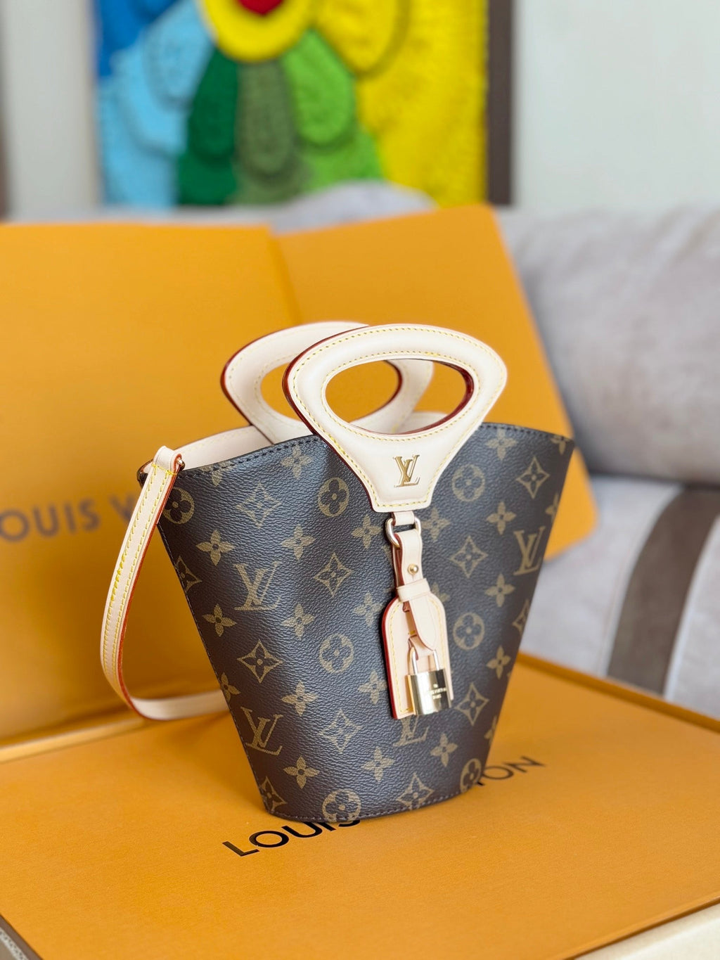 LV 25S RIVAGE BB 18 IN BROWN MONOGRAM CANVAS AND CALFSKIN GOLD HARDWARE