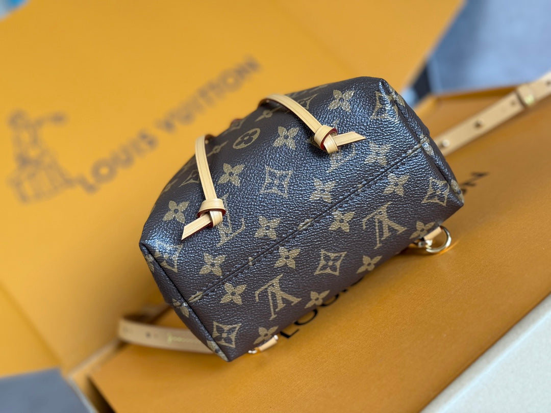 LV 25S MONTSOURIS MINI 20 IN BROWN MONOGRAM CANVAS LEATHER TRIM GOLD HARDWARE