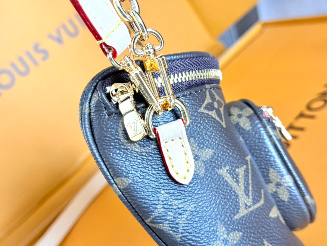 LV 25S MINI BUMBAG 17 IN BROWN CANVAS MONOGRAM CHERRY PRINT GOLD HARDWARE