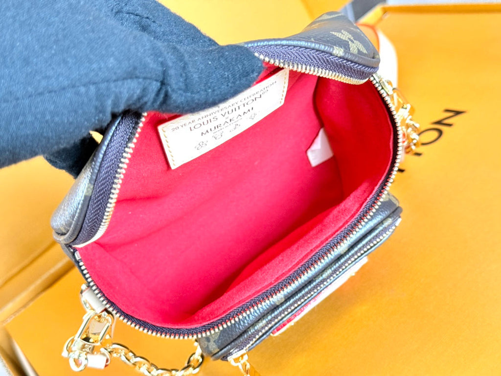 LV 25S MINI BUMBAG 17 IN BROWN CANVAS MONOGRAM CHERRY PRINT GOLD HARDWARE
