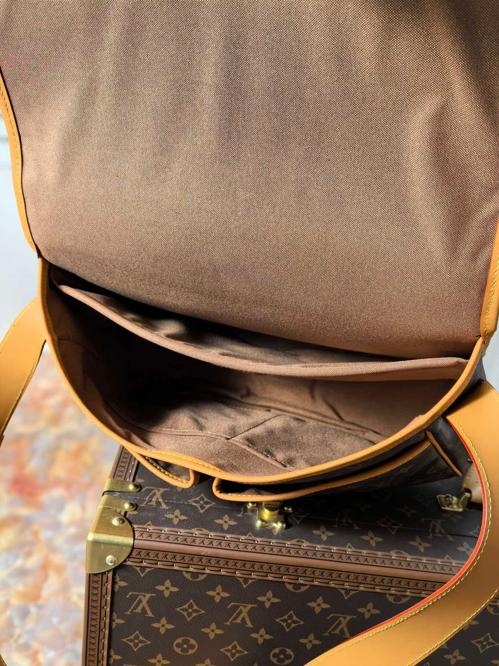 LV 25S SATCHEL BAG 35 IN BROWN CANVAS MONOGRAM GOLD HARDWARE