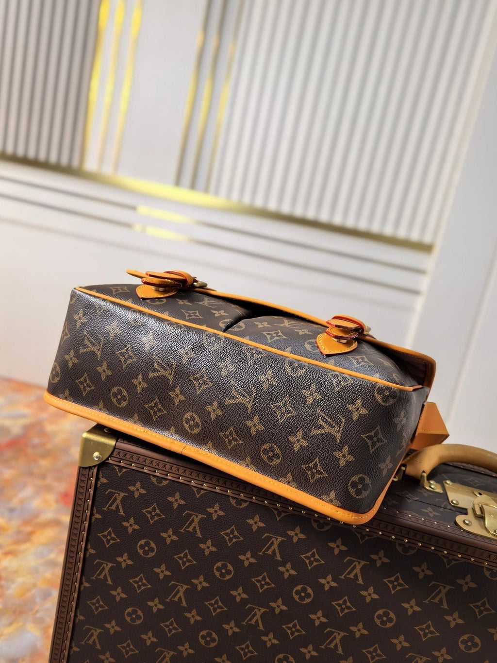 LV 25S SATCHEL BAG 35 IN BROWN CANVAS MONOGRAM GOLD HARDWARE