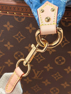 LV 25S BUMBAG 38 IN BLUE MONOGRAM DENIM LEATHER TRIM GOLD HARDWARE