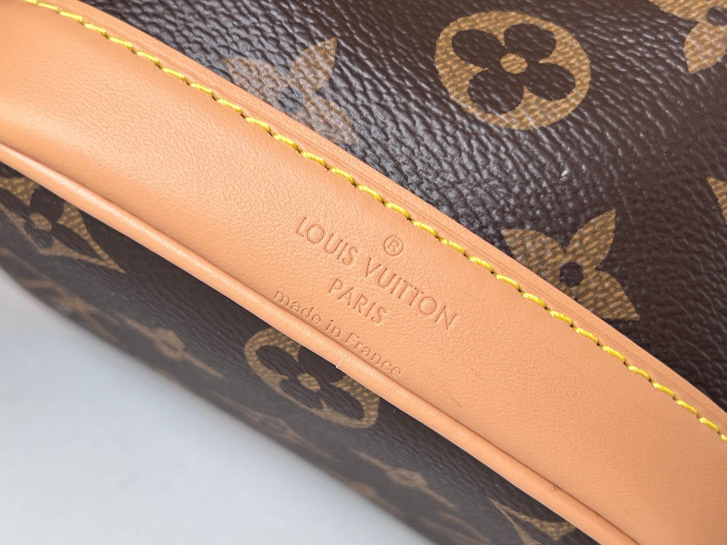 LV 25S ナノ ノエ 16インチ ダークブラウン モノグラム コーティングキャンバス レザートリム