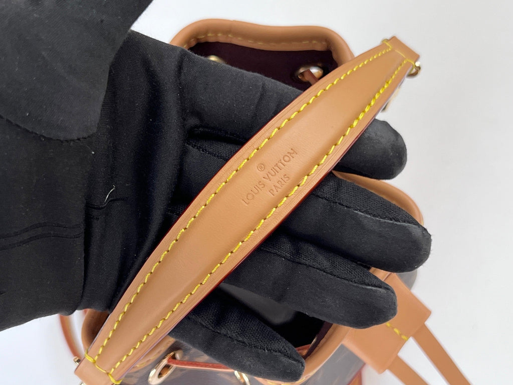 LV 25S ナノ ノエ 16インチ ダークブラウン モノグラム コーティングキャンバス レザートリム