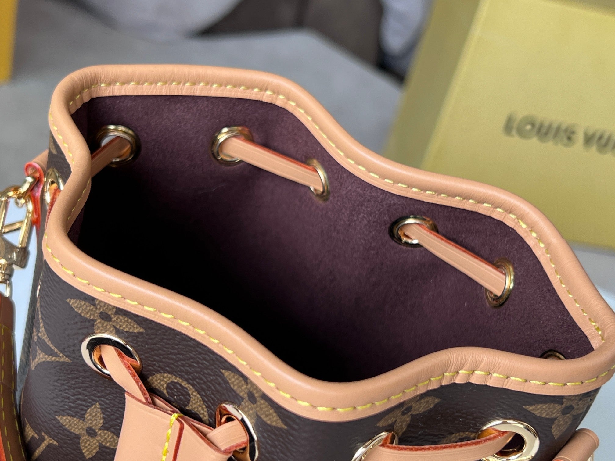 LV 25S ナノ ノエ 16インチ ダークブラウン モノグラム コーティングキャンバス レザートリム