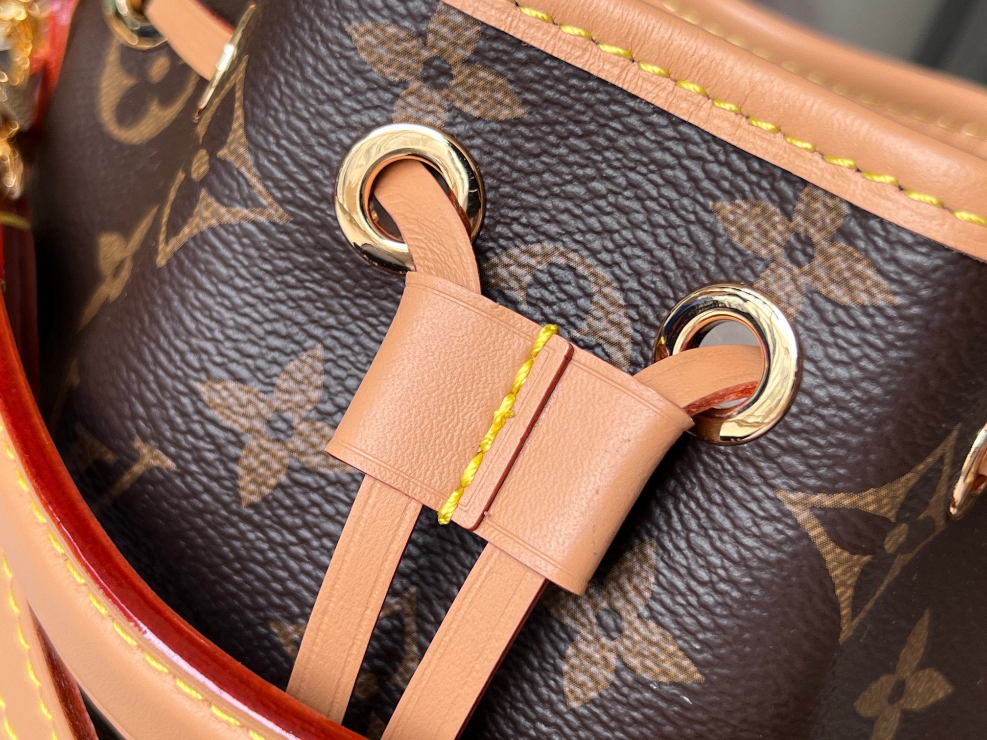 LV 25S ナノ ノエ 16インチ ダークブラウン モノグラム コーティングキャンバス レザートリム