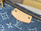 LV 25S HILLS POCHETTE 20 IN BLUE MONOGRAM DENIM CALFSKIN LEATHER STRAP