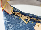 LV 25S HILLS POCHETTE 20 IN BLUE MONOGRAM DENIM CALFSKIN LEATHER STRAP