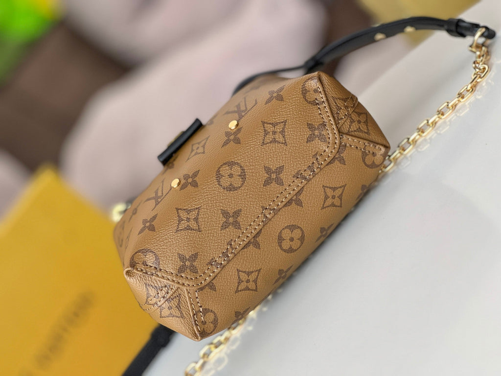 LV 25S アトランティス BB 17 キャラメルベージュ モノグラムコーティングキャンバス レザートリム ブラック