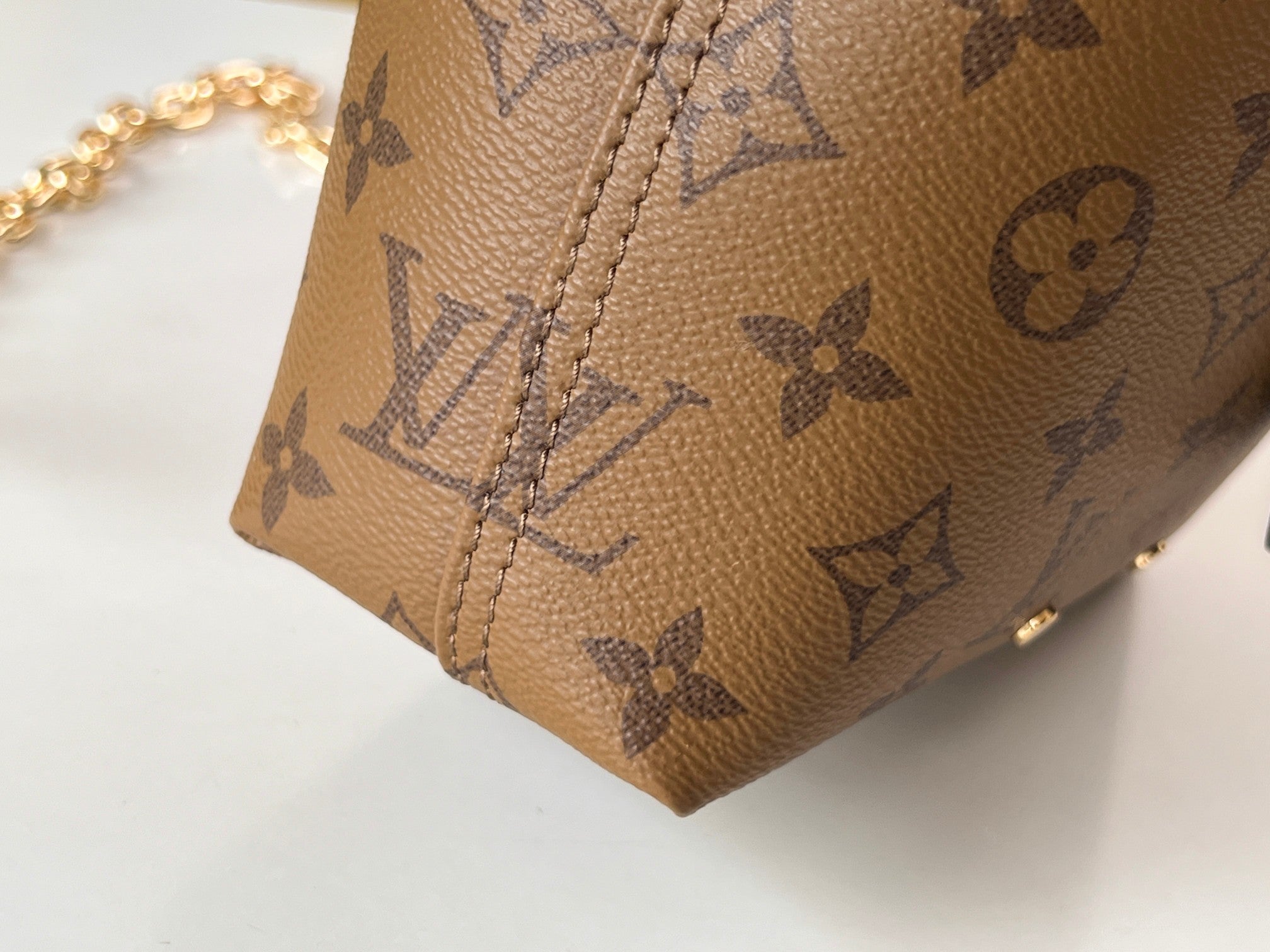 LV 25S アトランティス BB 17 キャラメルベージュ モノグラムコーティングキャンバス レザートリム ブラック