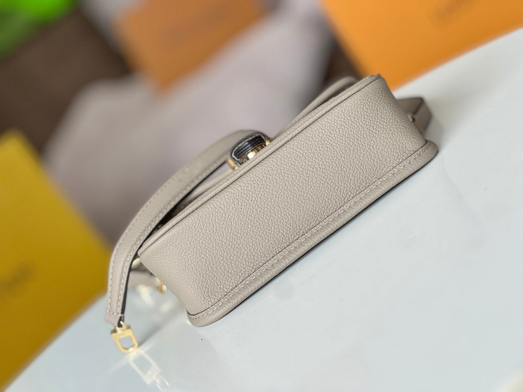 LV 25S MINI NANO DIANE 19 IN TOURTERELLE WHITE MONOGRAM EMPREINTE LEATHER GOLD HARDWARE