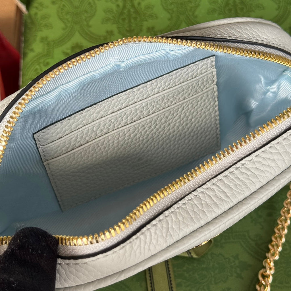 マーモント ミニショルダーバッグ 18インチ ライトグレー カーフスキン ゴールド金具