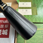 ミニバケットショルダーバッグ 20インチ ブラックカーフスキン ゴールド金具