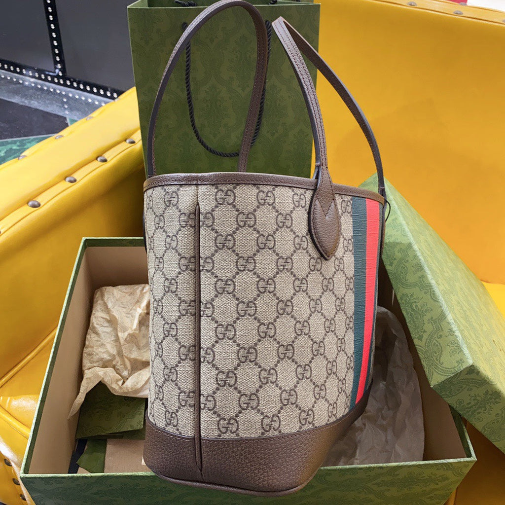 GGオフィディア スモール 25 トートバッグ（ベージュ＆エボニー キャンバス）