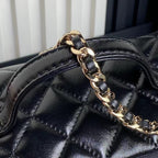 ミディアムカメラバッグ 23インチ ブラック ラムスキン ゴールド金具