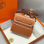 HERMES 25S MINI HERBAG 20 IN COPPER BROWN CANVAS SILVER HARDWARE