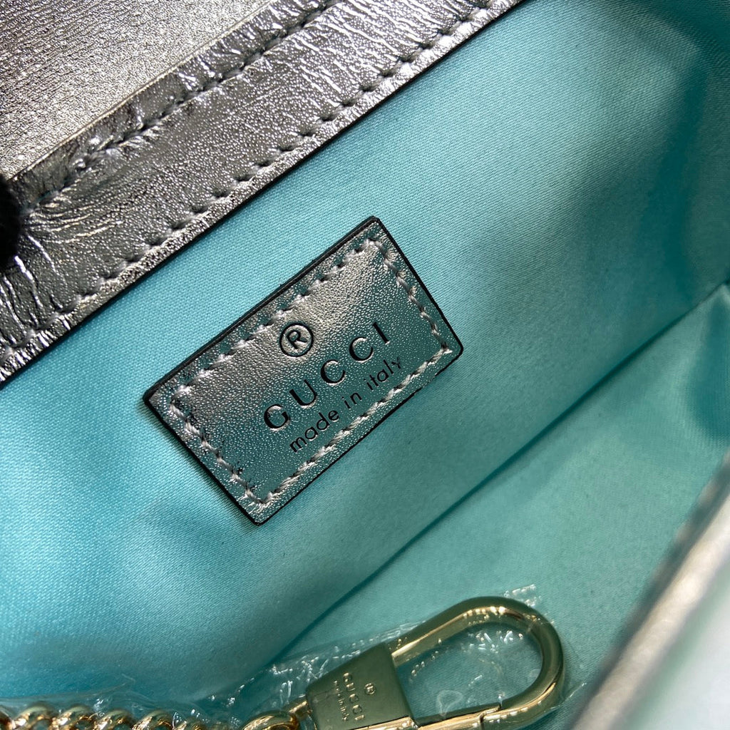 GGマーモント 16 ミニ ショルダーバッグ ブルー イリデッセント カーフスキン