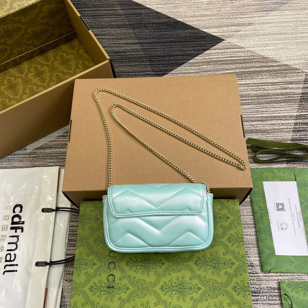 GGマーモント 16 ミニ ショルダーバッグ ブルー イリデッセント カーフスキン