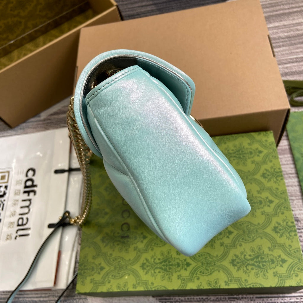 GGマーモント 26 ミディアム ショルダーバッグ ブルー イリデッセント カーフスキン