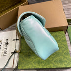 GGマーモント 26 ミディアム ショルダーバッグ ブルー イリデッセント カーフスキン