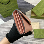 コンチネンタルウォレット 19インチ ピンクエンボスカーフスキン ゴールド金具