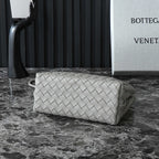 BV SMALL ANDIAMO 25CM GREY LAMBSKIN
