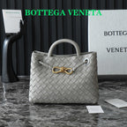 BV SMALL ANDIAMO 25CM GREY LAMBSKIN