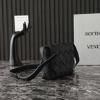 BOTTEGA VENETA 25S DIAGO 22 IN BLACK CALFSKIN SILVER HARDWARE