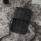 BOTTEGA VENETA 25S DIAGO 22 IN BLACK CALFSKIN SILVER HARDWARE