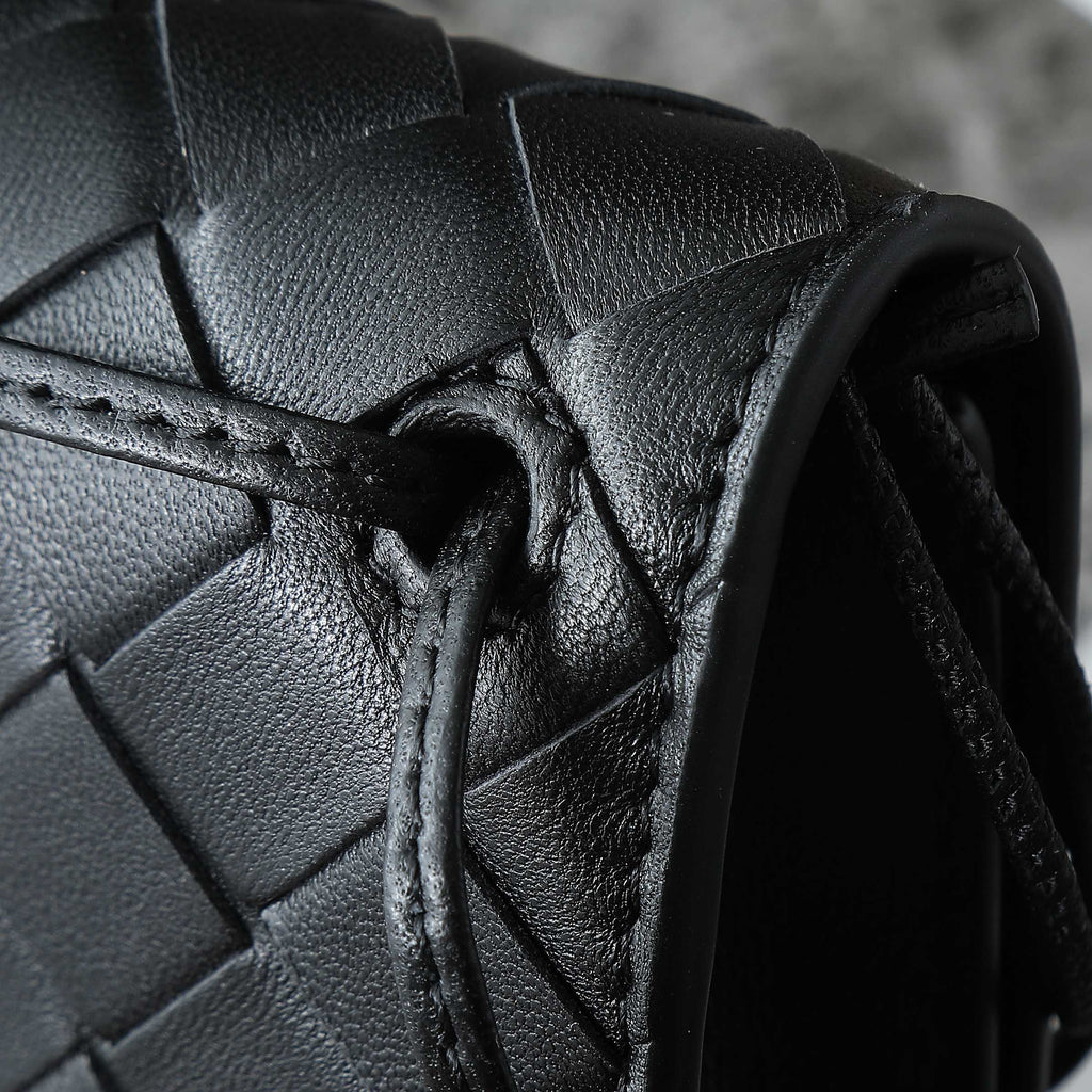 ボッテガ・ヴェネタ 25S アンディアモ ポーチ 19 ブラック カーフスキン ゴールド金具