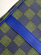 KEEPALL BANDOULIÈRE 50 IN BLUE GREEN DAMIER HERITAGE COATED CANVAS