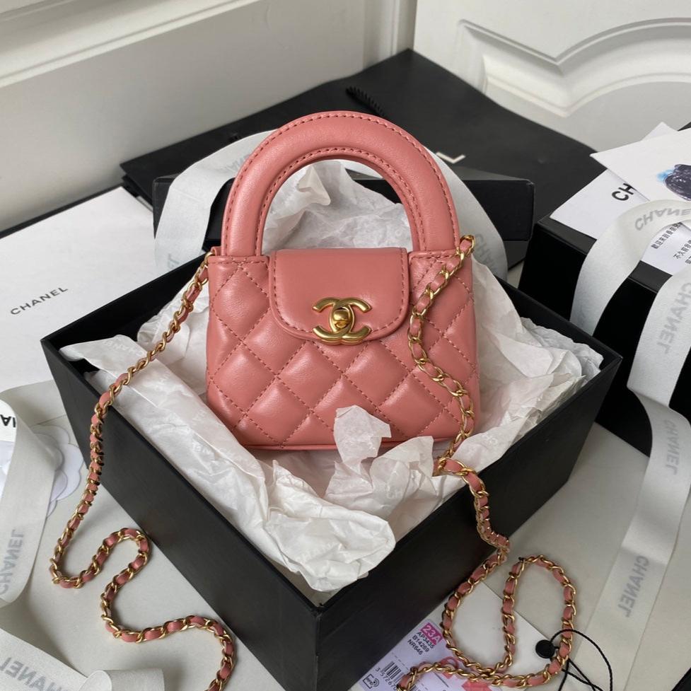 CC ケリー ミニ ショッピングバッグ 12インチ ダークピンク カーフスキン