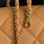 RETRO STYLE FLAP BAG 22 IN RAW SIENNA GRAINED CALFSKIN GOLD HARDWARE