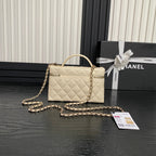 コスメティックバッグ 19インチ クリームグレインカーフスキン ゴールド金具